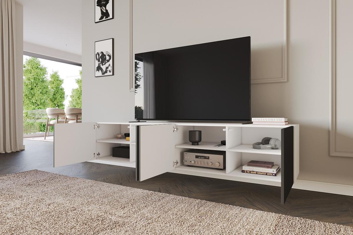LOWBOARD ELIO-W 2x100x40x40 cm - Weiß / Schwarz - Weiß, Holzwerkstoff (200/40/40cm) - ALTDECOR