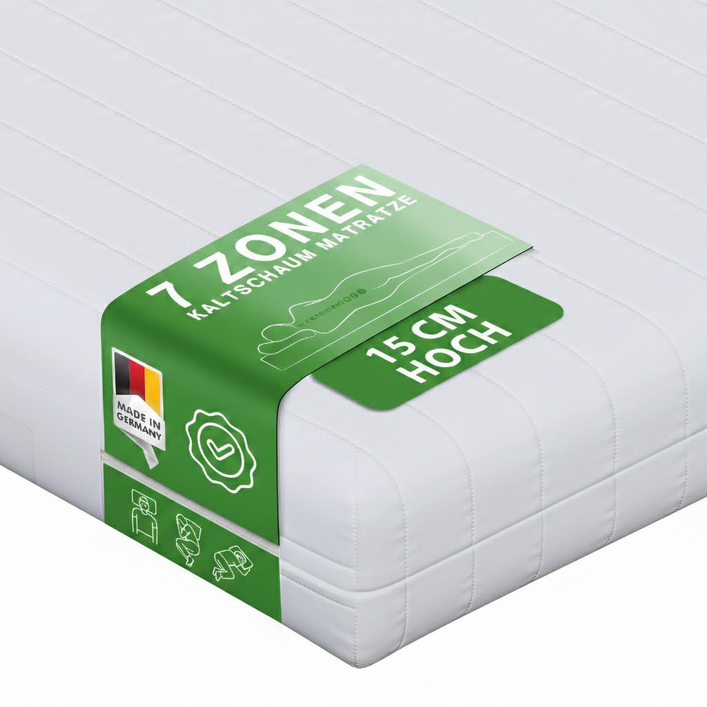 7-ZONEN KALTSCHAUMMATRATZE 100 x 190 - Weiß, Textil (100/190cm) - Schlaftroll