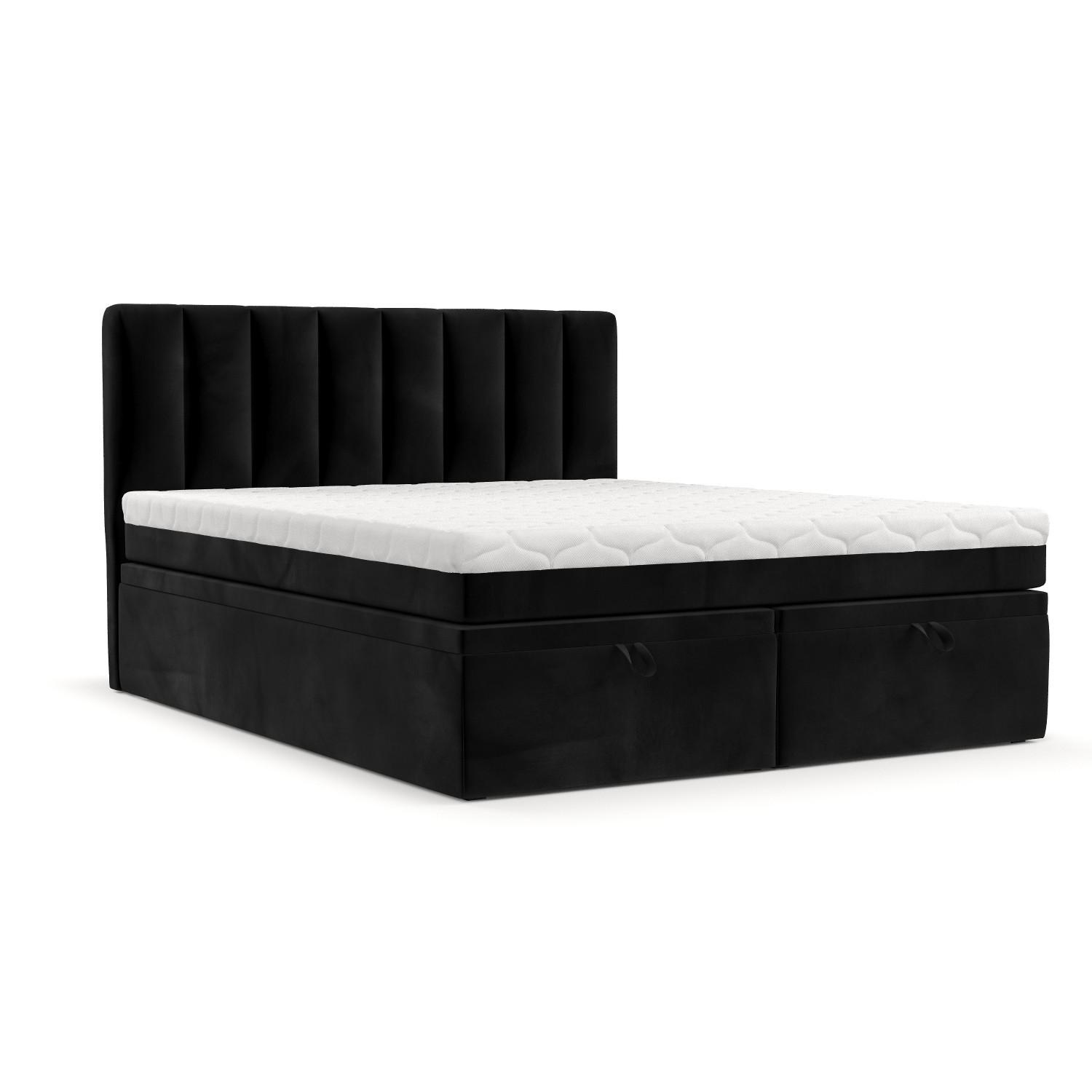 BOXBETT Lume 160/200 cm Schwarz im Kronos Stoff - Schwarz, Holz/Holzwerkstoff (160/200cm) - AltaBeds