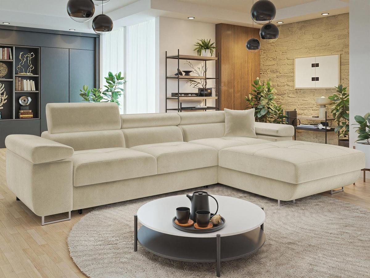 ECKSOFA Torezio Mini, Seite: Rechts - Creme, Holz/Textil (280/170cm) - MIRJAN24
