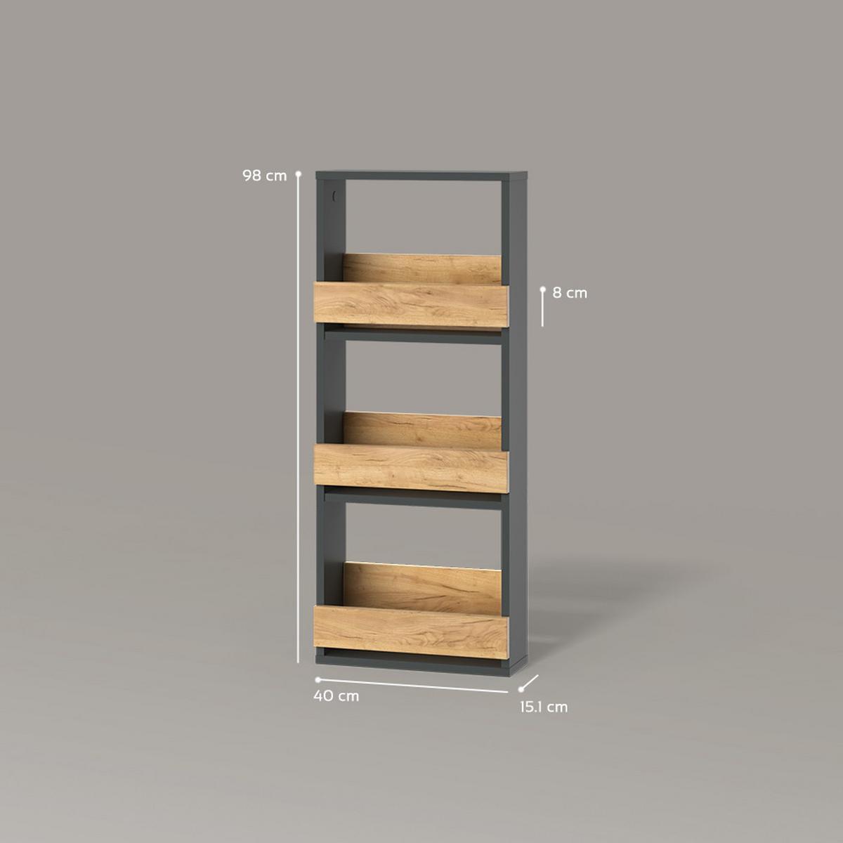 WEINGLASREGAL Regusa Goldkraft Eiche/Anthrazit 40 x 98 cm - Honigeiche/Anthrazit, Holzwerkstoff (40/98/15.1cm) - Livinity®