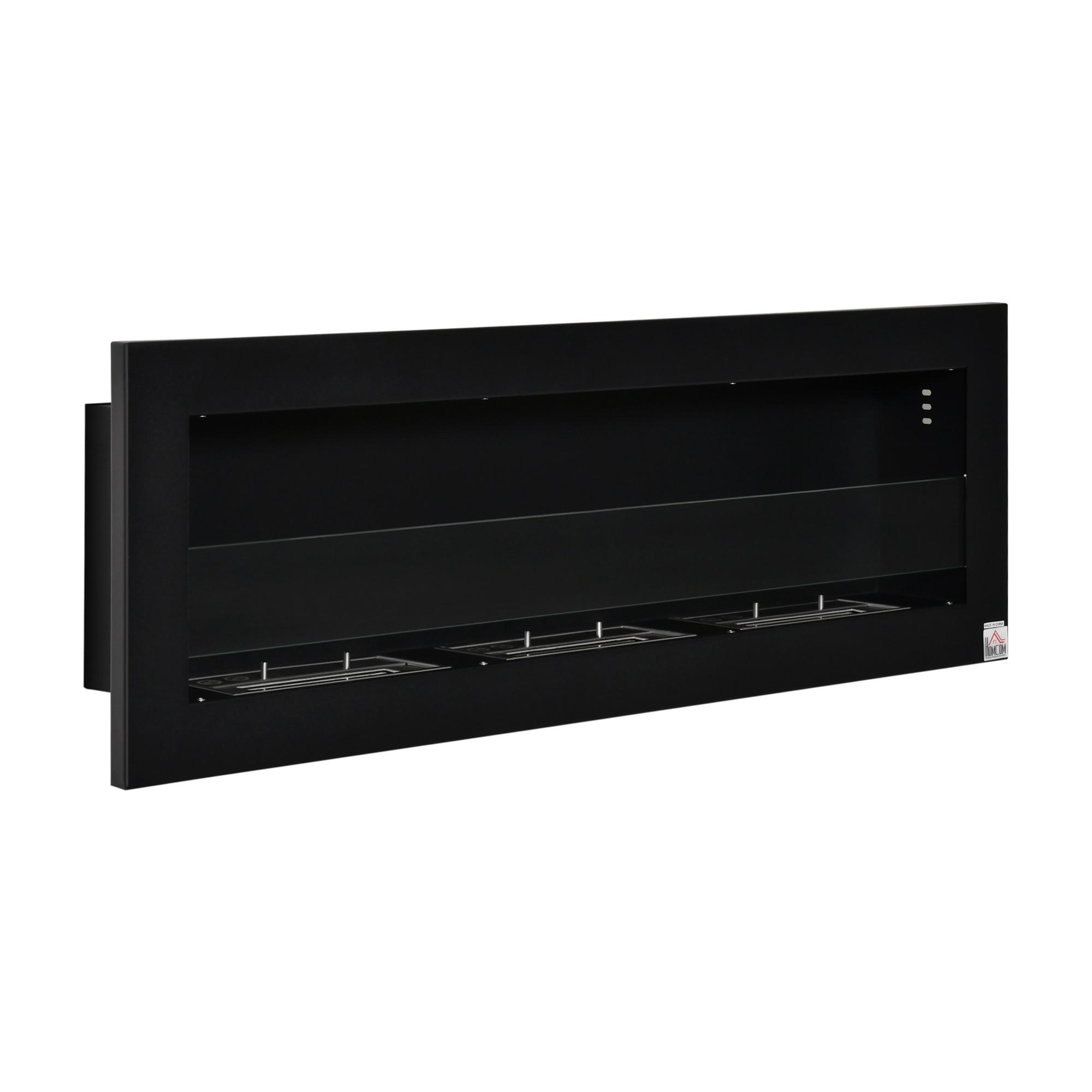 ETHANOL-KAMIN Bio-Ethanol-Brenner 3 Brennboxen 3 Std. Brenndauer Schwarz - Schwarz, Metall (15/40/120cm) - HOMCOM