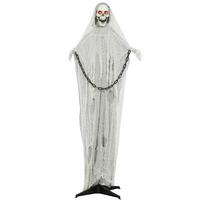 HALLOWEEN-DEKORATION Sensenmann 183 cm mit LED-Lichter, Soundfunktion - Grau, Textil (16/183/70cm) - Outsunny