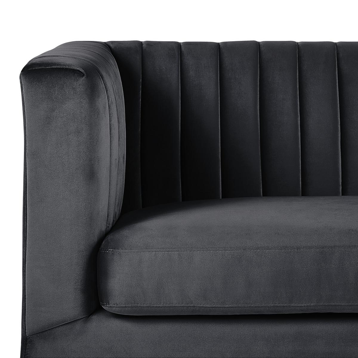 3-SITZER-SOFA Samtstoff Schwarz Arvika - Schwarz, Textil (204/75/78cm) - Beliani