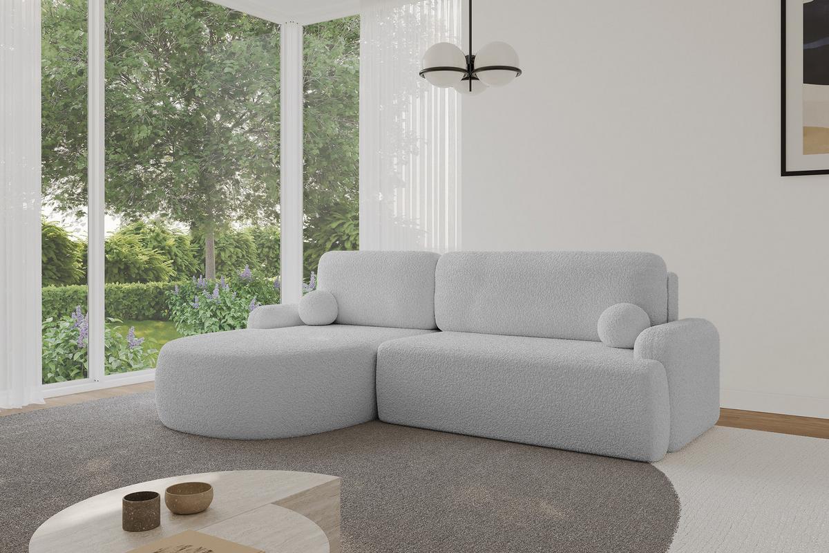 ECKSOFA mit Schlaffunktion und Bettkasten LIRA-L - 264x172x89 Hellgrau - Hellgrau, Holzwerkstoff/Textil (264/172cm) - ALTDECOR