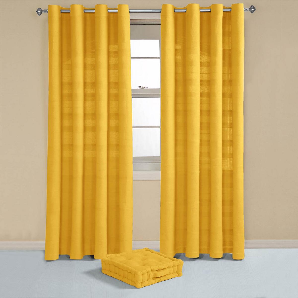 ÖSENVORHANG Rajput blickdicht 2er-Set, 137/137 cm - Gelb, Textil (137/137cm) - Homescapes
