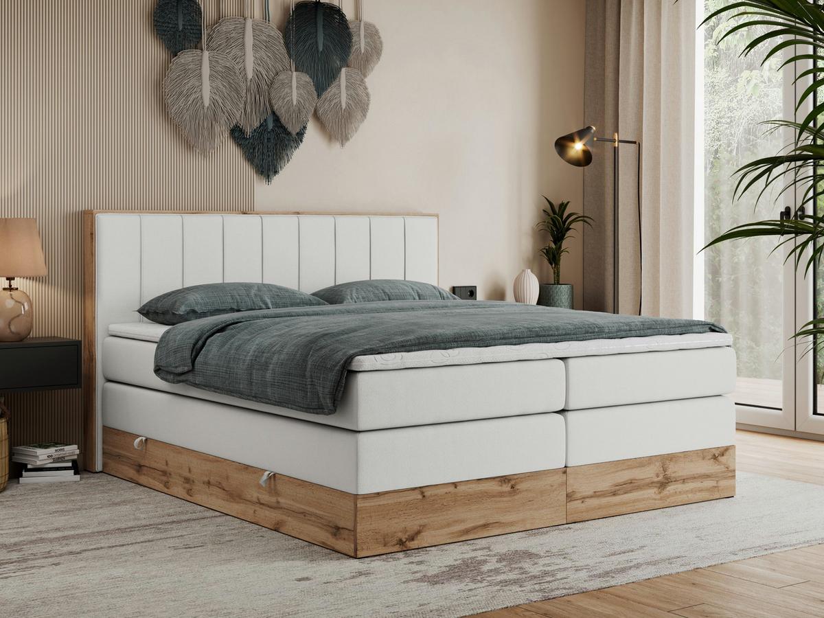 BOXSPRINGBETT BELLISSIMO KING 160/200 Weiß Kunstleder - H3 - Weiß, Holz/Textil (160/200cm) - MKS