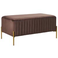 POLSTERBANK Samtstoff Dunkelbraun Utah - Goldfarben/Braun, Textil/Metall (91/43/47cm) - Beliani