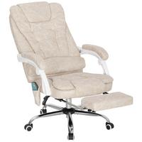 BÜROSTUHL mit Massagefunktion, Ergonomisch Schreibtischstuhl mit Liegefunktion - Silberfarben/Creme, Kunststoff/Textil (70/119/65cm) - Vinsetto