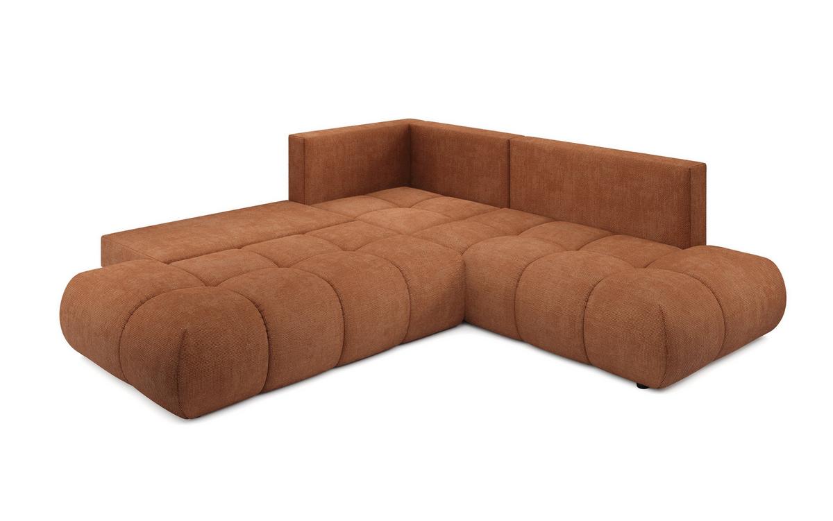 ECKSOFA DUCA II R-S Orange Chenille mit Schlaffunktion - Dunkelorange, Holz (266.5/266.5cm) - MASSENO