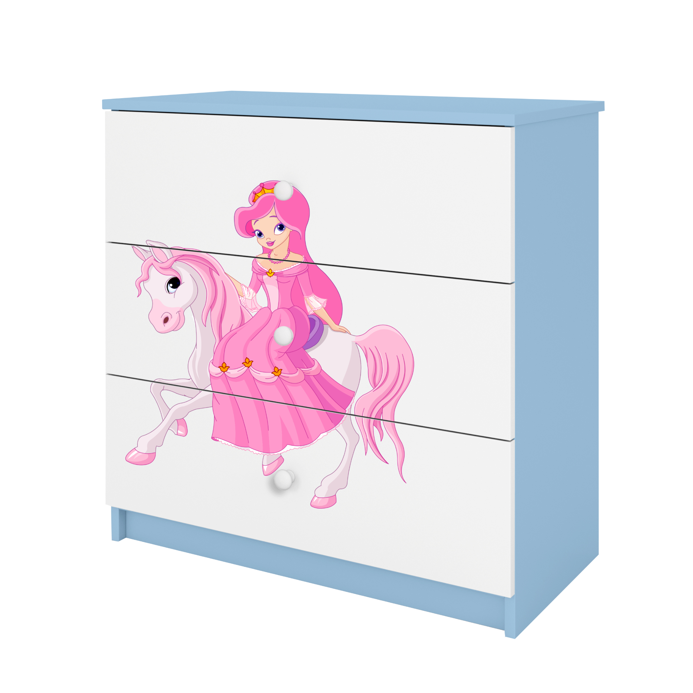 KOMMODE Babydreams Prinzessin zu Pferd 81/81/41 - Blau, Holzwerkstoff (81/81/41cm) - RAUMHIRSCH FURNITURE
