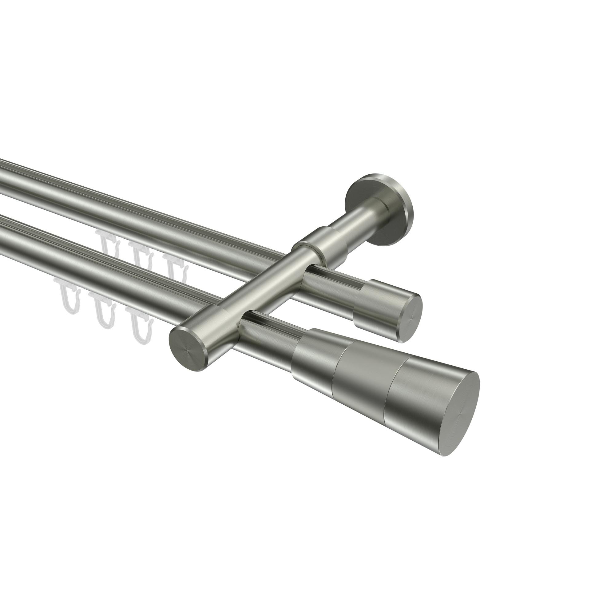 GARDINENSTANGE INNENLAUF Prestige Tanara 100 cm, 2-läufig, 20 mm Ø Edelstahl-Optik - Edelstahlfarben/Silberfarben, Metall (100cm) - INTERDECO
