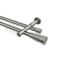 GARDINENSTANGE INNENLAUF Prestige Tanara 100 cm, 2-läufig, 20 mm Ø Edelstahl-Optik - Edelstahlfarben/Silberfarben, Metall (100cm) - INTERDECO