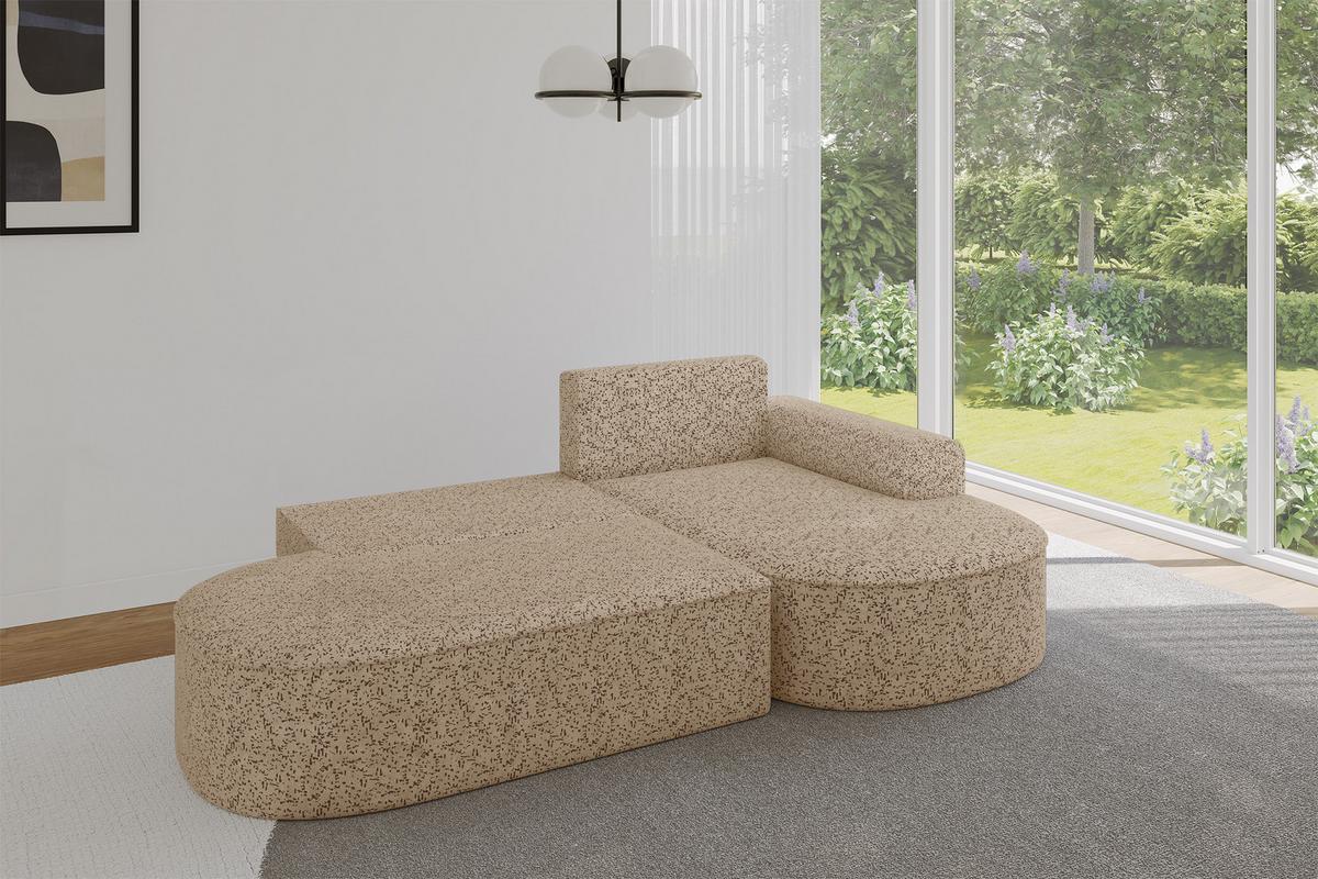 ECKSOFA mit Schlaffunktion und Bettkasten Ottomane Rechts MARI-L1-S - 283x167x73 cm Braun Tissu - Schwarz/Braun, Holzwerkstoff/Kunststoff (167/283cm) - ALTDECOR