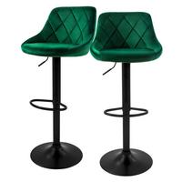 BARHOCKER 2er Set aus Samt Grün höhenverstellbar/drehbar - Schwarz/Grün, Metall (37/106/47cm) - ML-DESIGN