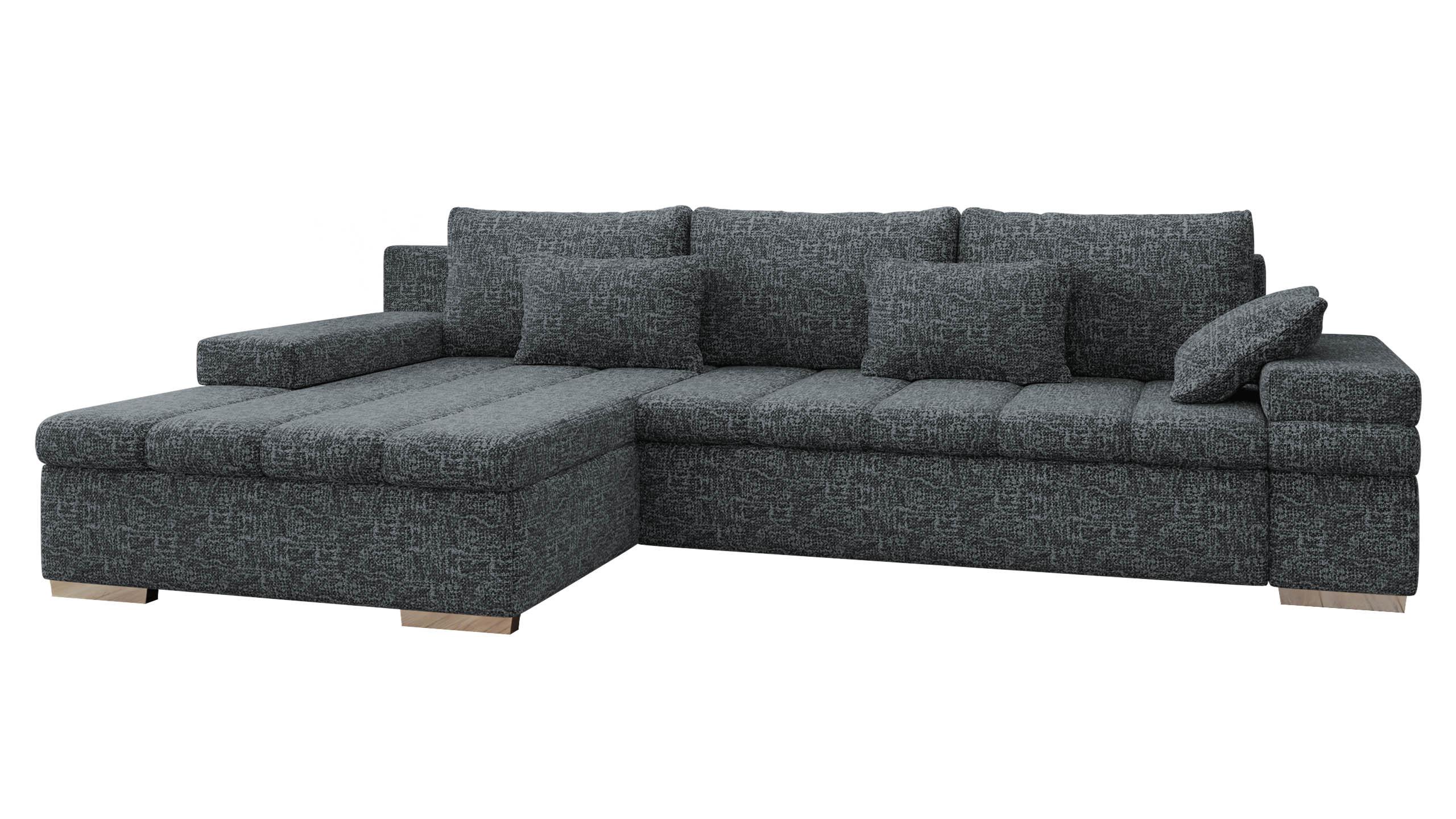 ECKSOFA Bangkok, Seite: Links - Greige/Silberfarben, Holz/Textil (310/175cm) - MIRJAN24