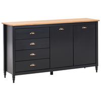 SIDEBOARD mit 2 Türen Kiefernholz Schwarz Shillington - Schwarz, Holz (150/83/40cm) - Beliani