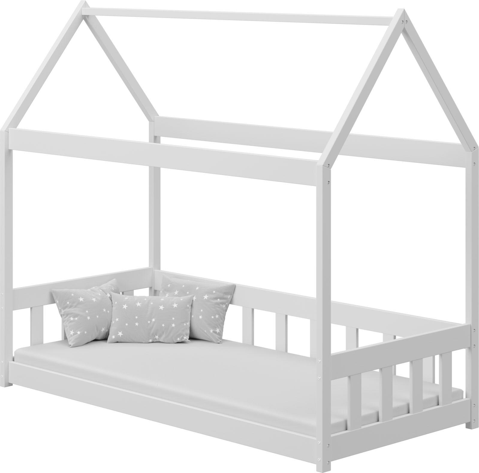 HAUSBETT Domi aus Holz, Weiß 90x200 cm - Weiß, Holz (200/90cm) - WFL GROUP
