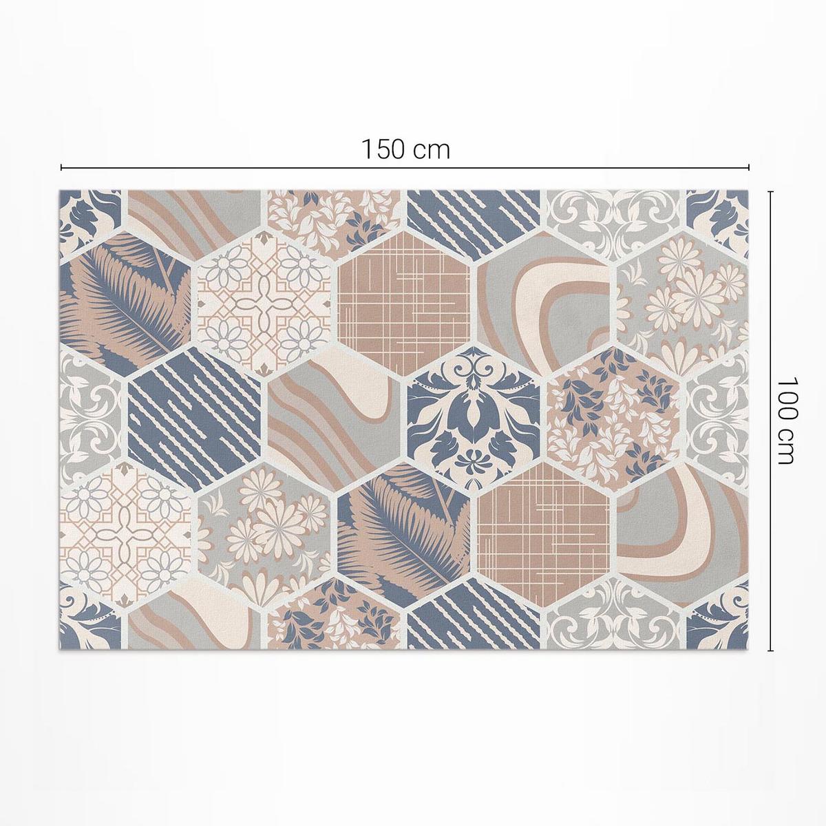 TEPPICH 100x150 cm Hawaiianische Hexagone Boho Kacheln - Beige, Kunststoff (100/150cm) - Wallfluent