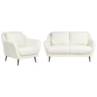SOFA-SET 3-Sitzer Chenillegewebe Weiß Eiby - Schwarz/Weiß, Textil (148/80/91cm) - Beliani