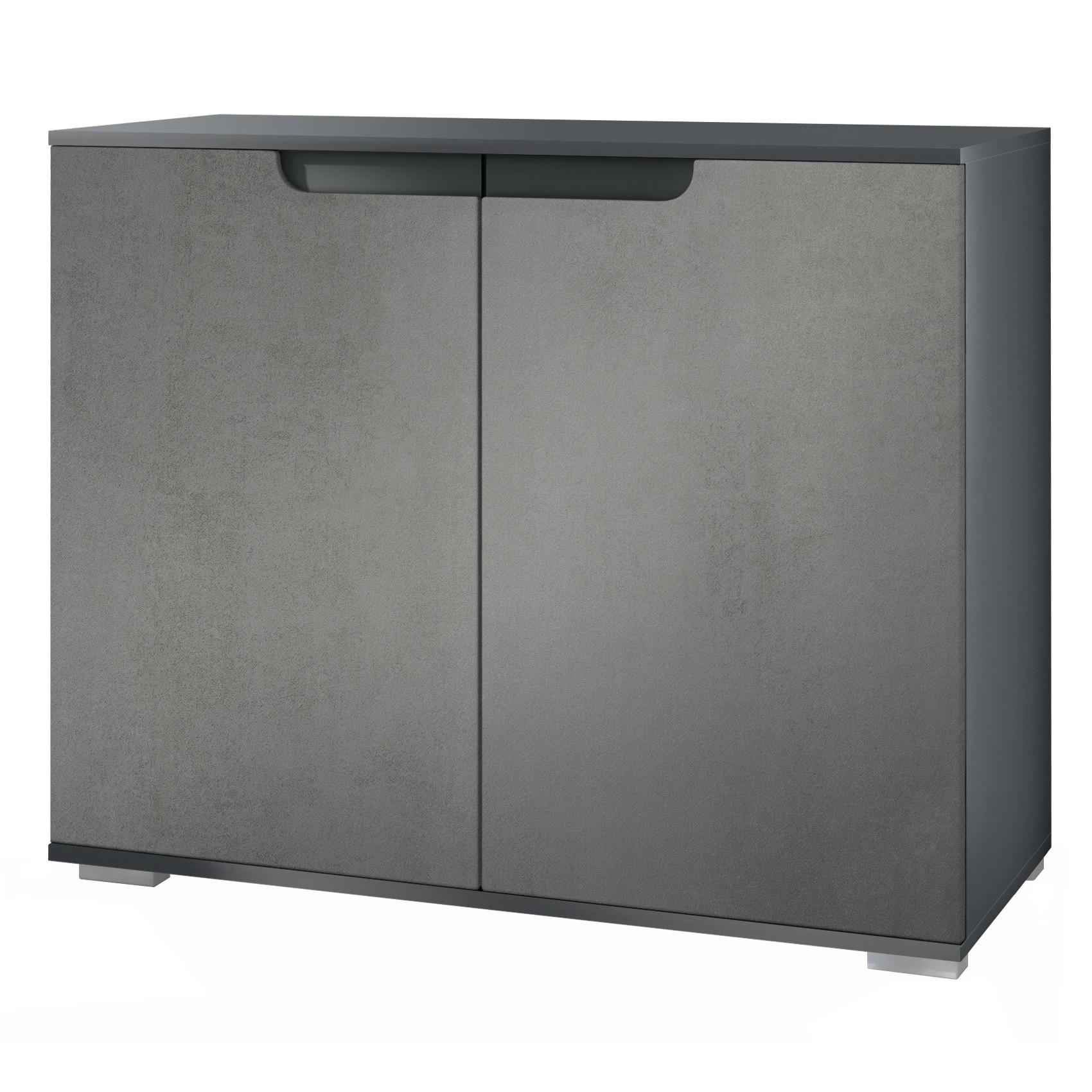 KOMMODE Sylt Beton Dunkel Optik - Dunkelgrau, Holzwerkstoff (92.5/75.5/35cm) - Vladon