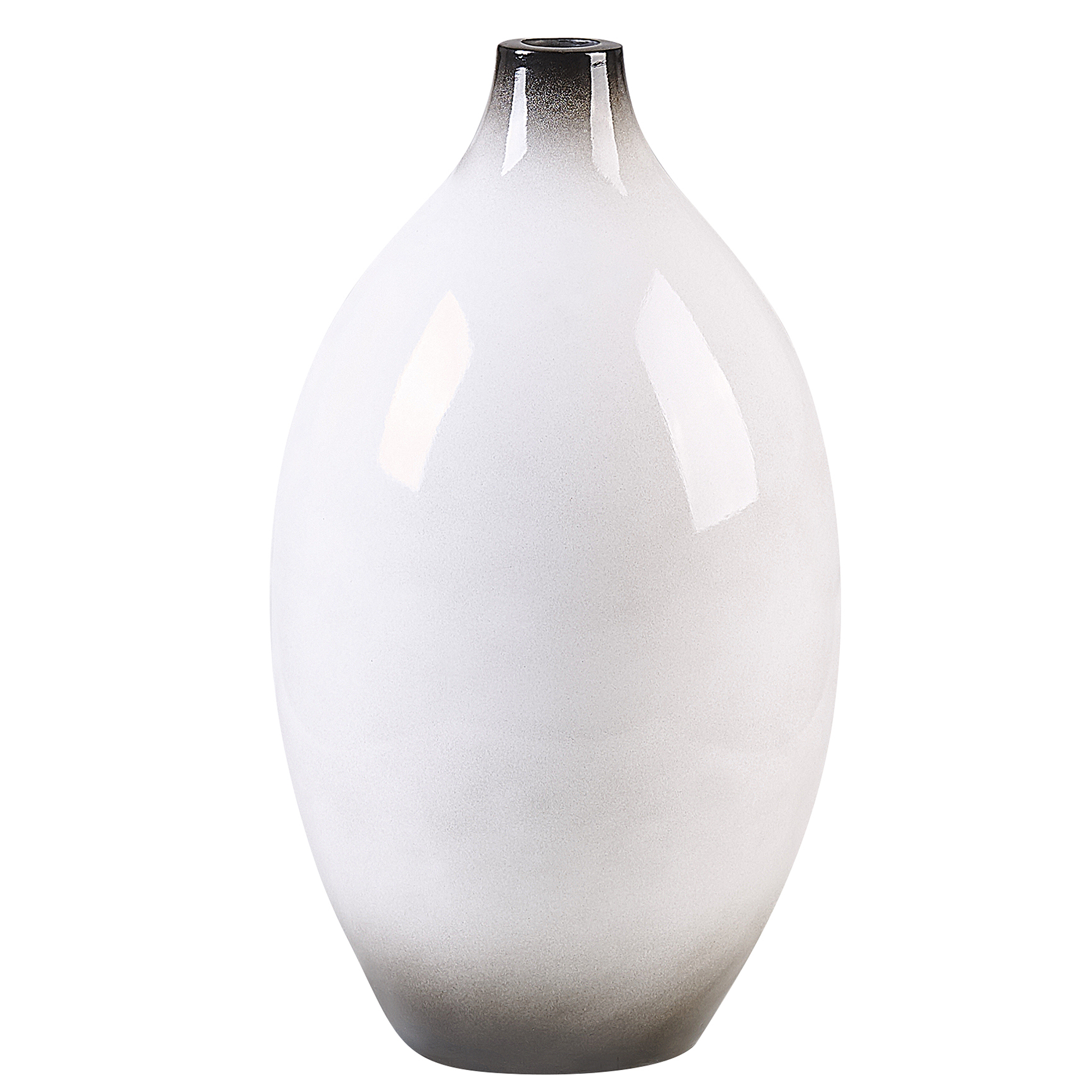 DEKOVASE Terrakotta weiß Baeza - Weiß, Stein (36cm) - Beliani