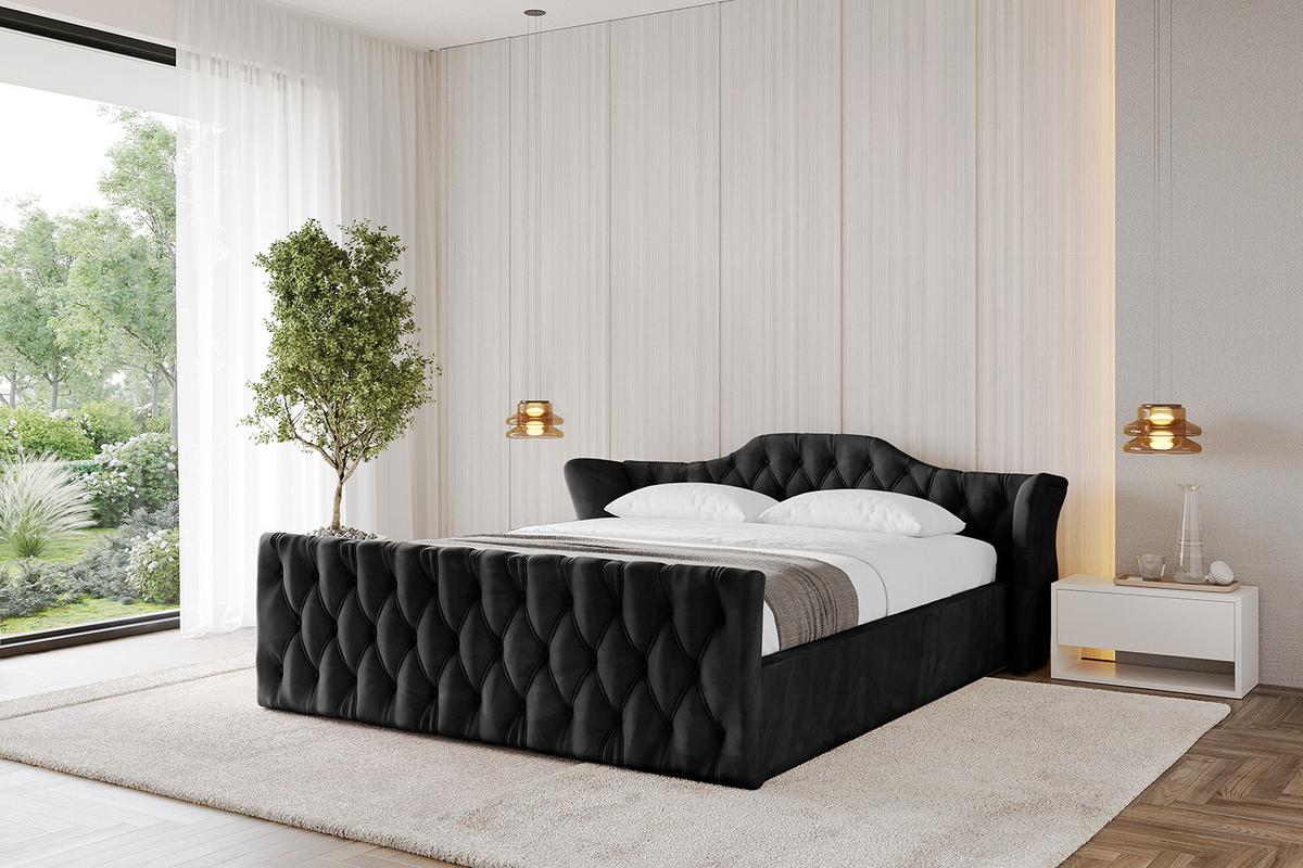 POLSTERBETT mit Bettkasten, Fußteil und Lattenrost, Boxbett ohne Matratze - ZORAN-Z-V1 120x200 Schwarz - Schwarz, Holzwerkstoff/Textil (120/200cm) - ALTDECOR