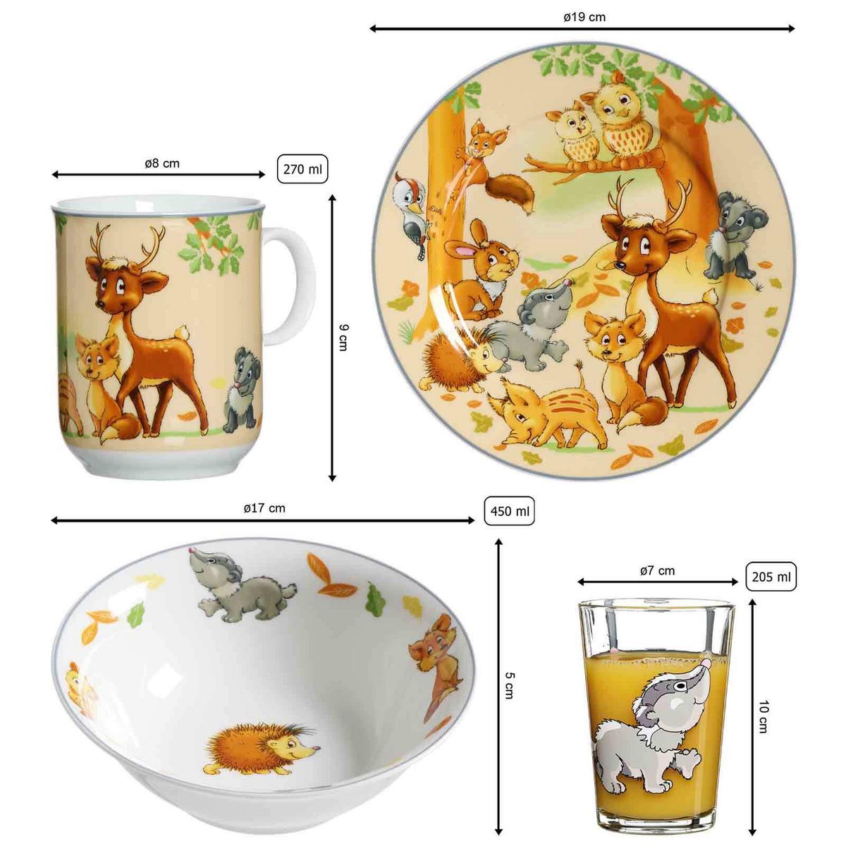 KINDERSET Waldtiere bunt 10-tlg. - Multicolor, Keramik/Kunststoff (2/2/2cm) - Ritzenhoff Breker