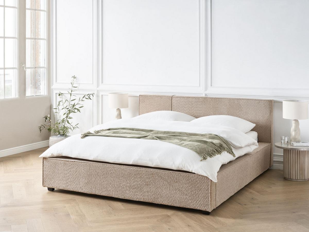 POLSTERBETT mit Lattenrost 160x200 cm Beige Mirande - Taupe, Textil (160/200cm) - Beliani
