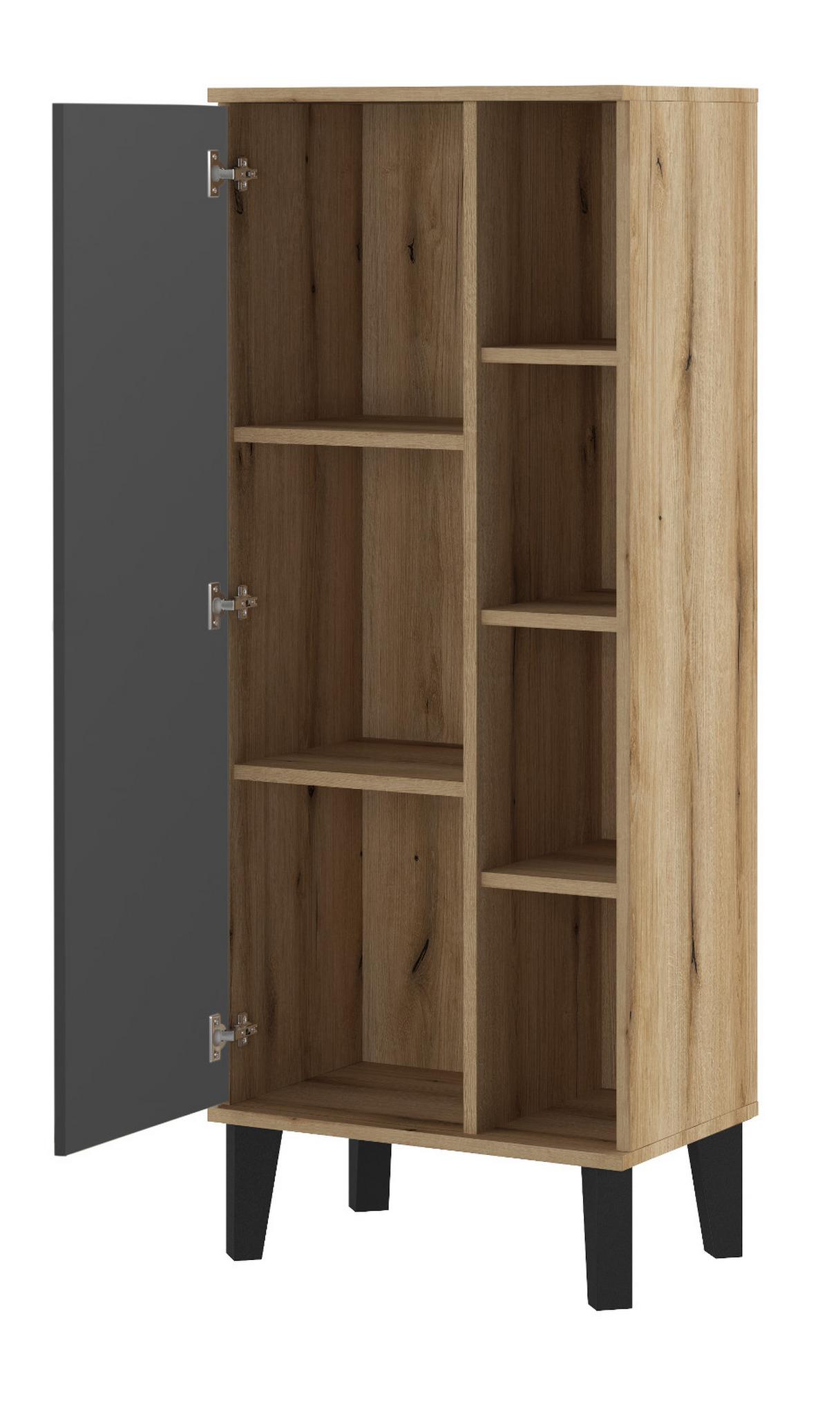 BAD-MIDISCHRANK grau, Evoke Eiche, Badmöbel Kommode, 51 x 128 cm - Eichefarben/Schwarz, Holzwerkstoff/Metall (51/128/33cm) - Furn.Design