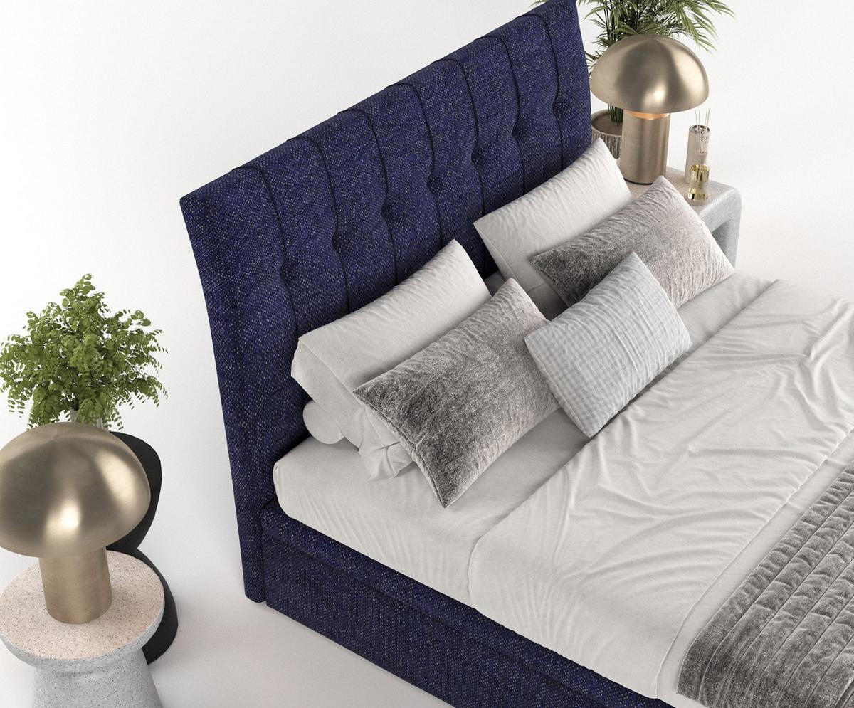 POLSTERBETT Kelsea mit Stauraum 120/200 cm Marineblau im Alta Stoff - Schwarz/Dunkelblau, Holz/Holzwerkstoff (120/200cm) - AltaBeds
