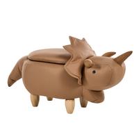 TIERHOCKER Braun Triceratops - Braun, Textil (92/56/42cm) - Beliani