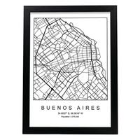 POSTER Buenos Aires Stadtkarte – Nordisch A3 Schwarzer Rahmen - Schwarz, Papier (29.7/5/42cm) - Nacnic