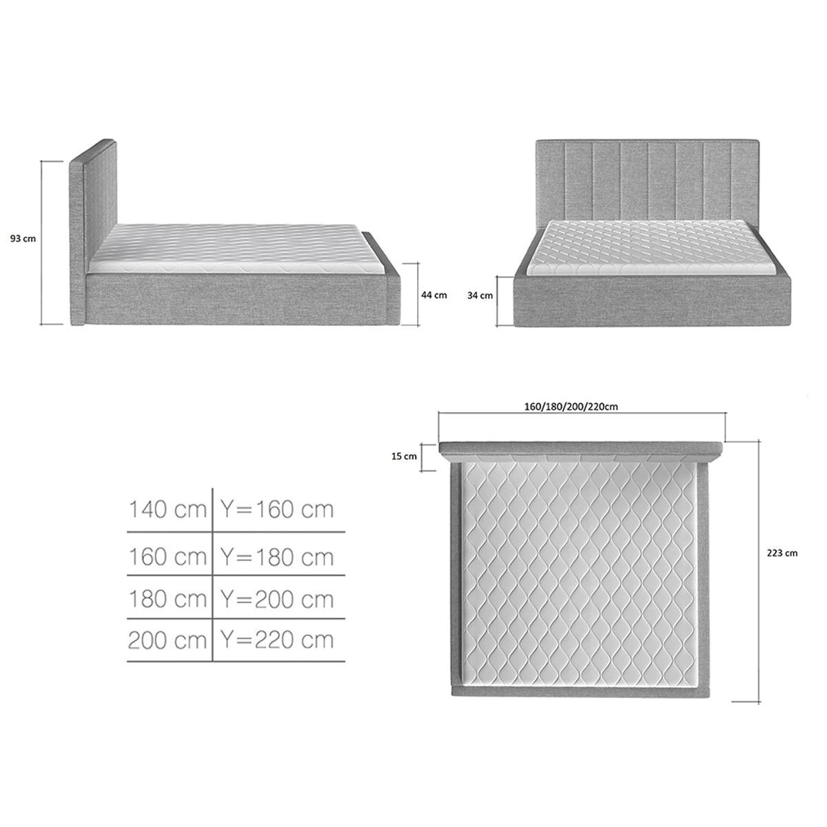 BOXBETT 200/200 Brook Grau - Grau, Holz/Textil (200/200cm) - Petits-meubles