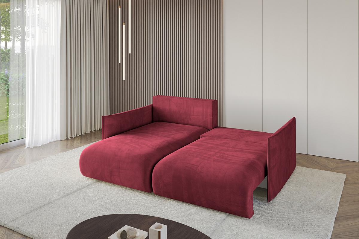 ECKSOFA Ottomane links ONESK-L 216x177x72 Bordeauxrot Velours - Bordeaux, Holzwerkstoff/Kunststoff (216/177cm) - ALTDECOR