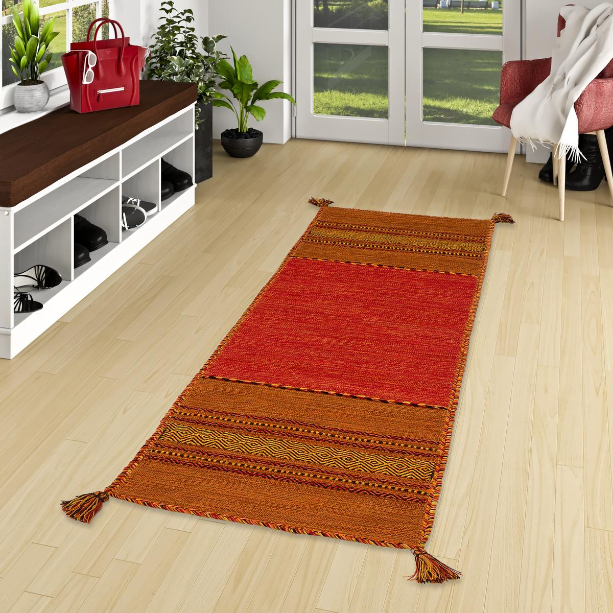 LÄUFER NATUR TEPPICH KELIM NAVARRO - Terracotta, Textil (70/140cm) - Pergamon