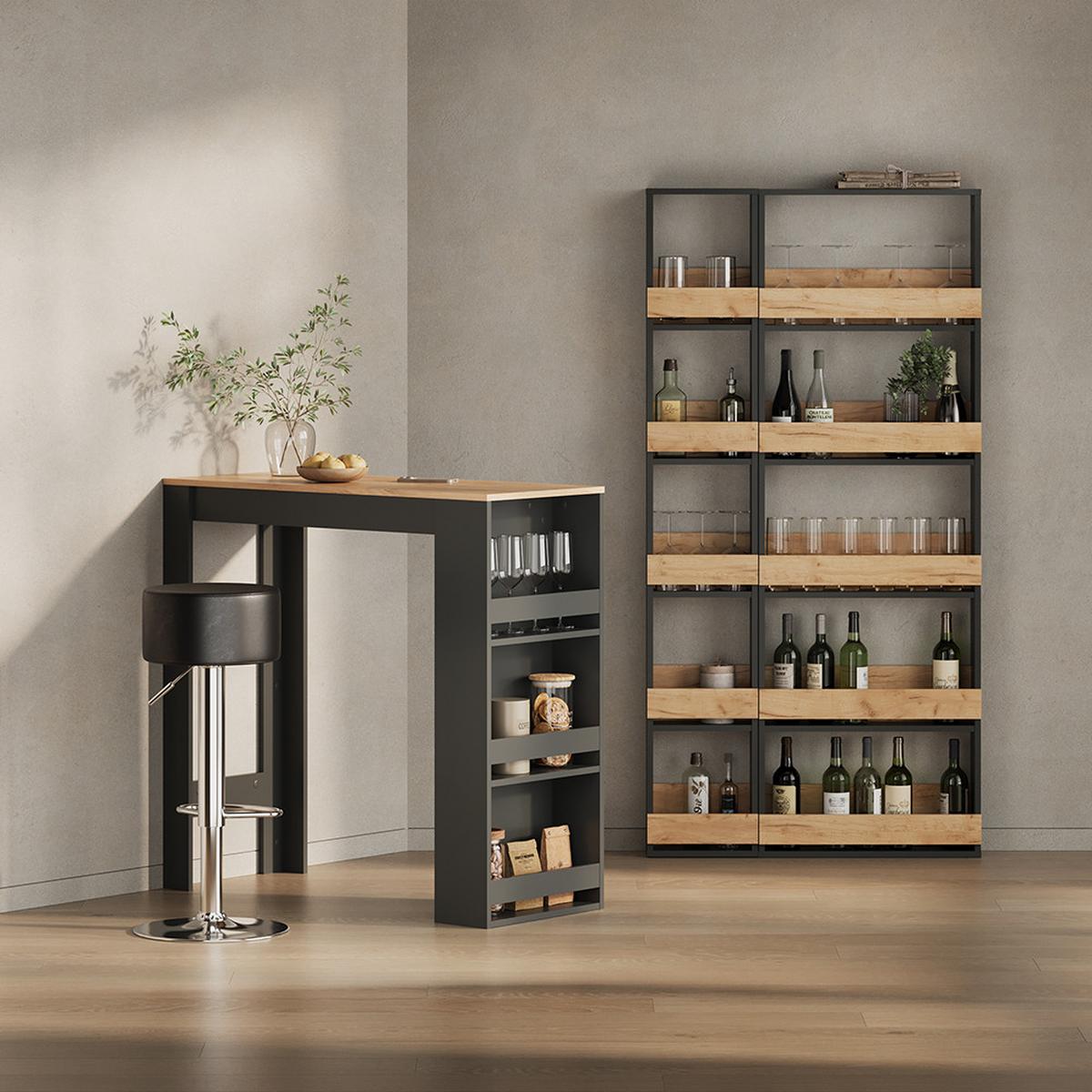 BARTISCH Regusa Anthrazit/Goldkraft Eiche 45 x 110 cm - Honigeiche/Anthrazit, Holzwerkstoff (110/45/106cm) - Livinity®