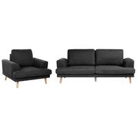 SOFA-SET 4-Sitzer Stoff Schwarz Kildal - Schwarz, Textil (280/90/96cm) - Beliani