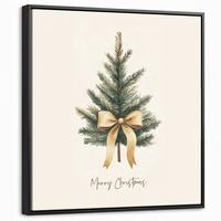 LEINWAND Bilder mit Rahmen - Weihnachtsbaum - Weihnachten - Frohe Weihnachten - Beige - 50x50 - Sandfarben, Textil (50/50cm) - MuchoWow