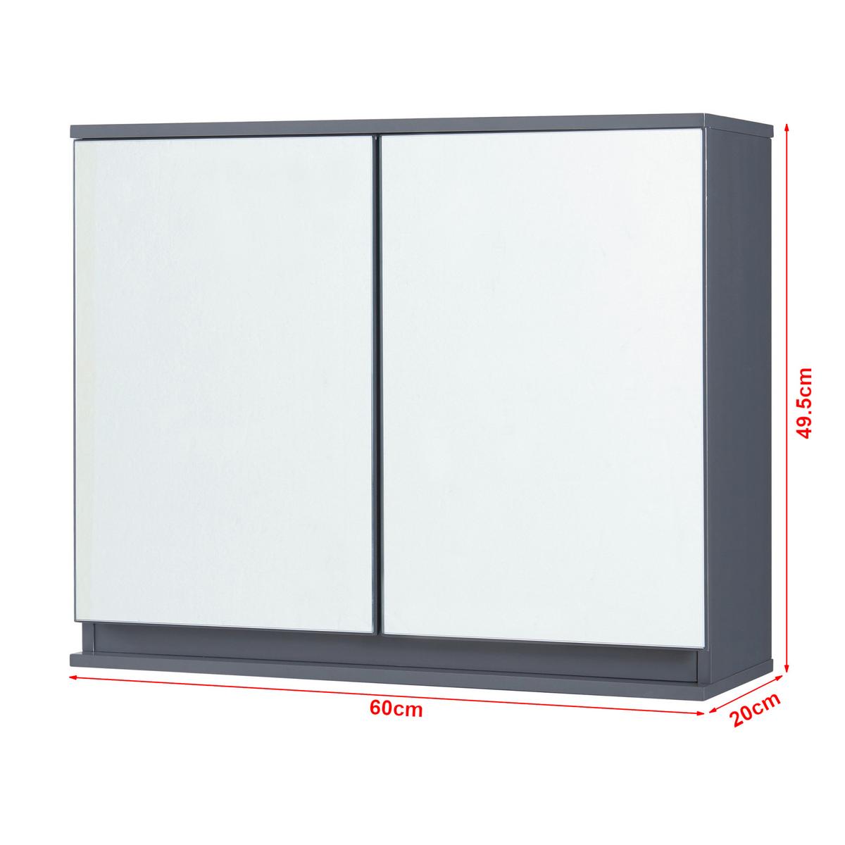 SPIEGELSCHRANK Overath - Grau, Holzwerkstoff (60/49.5/20cm) - [en.casa]
