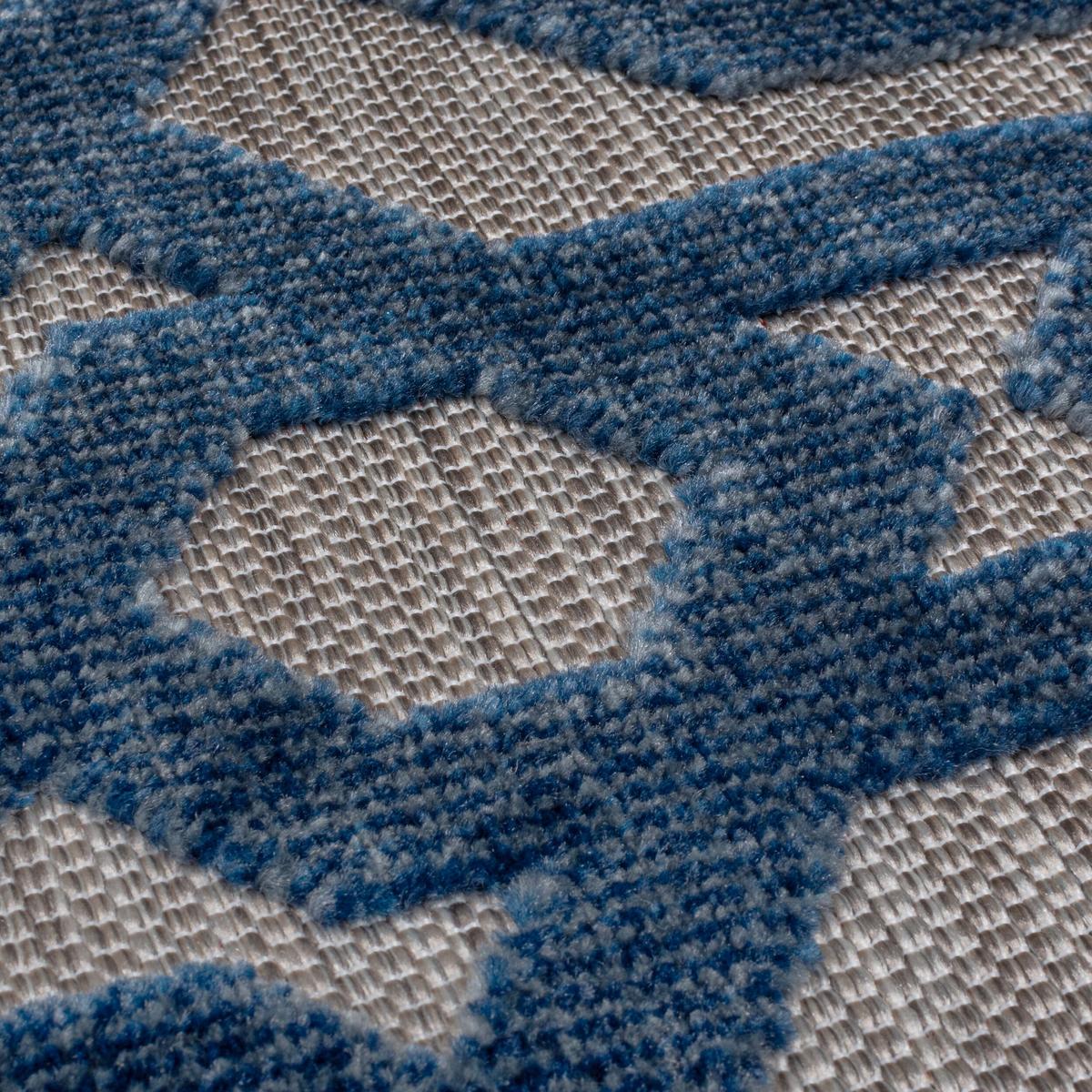 OUTDOORTEPPICH Waschbar STOUR, geometrisch, Blau-Grau, Ø 160 cm - Blau, Textil (160/160cm) - KADIMA DESIGN
