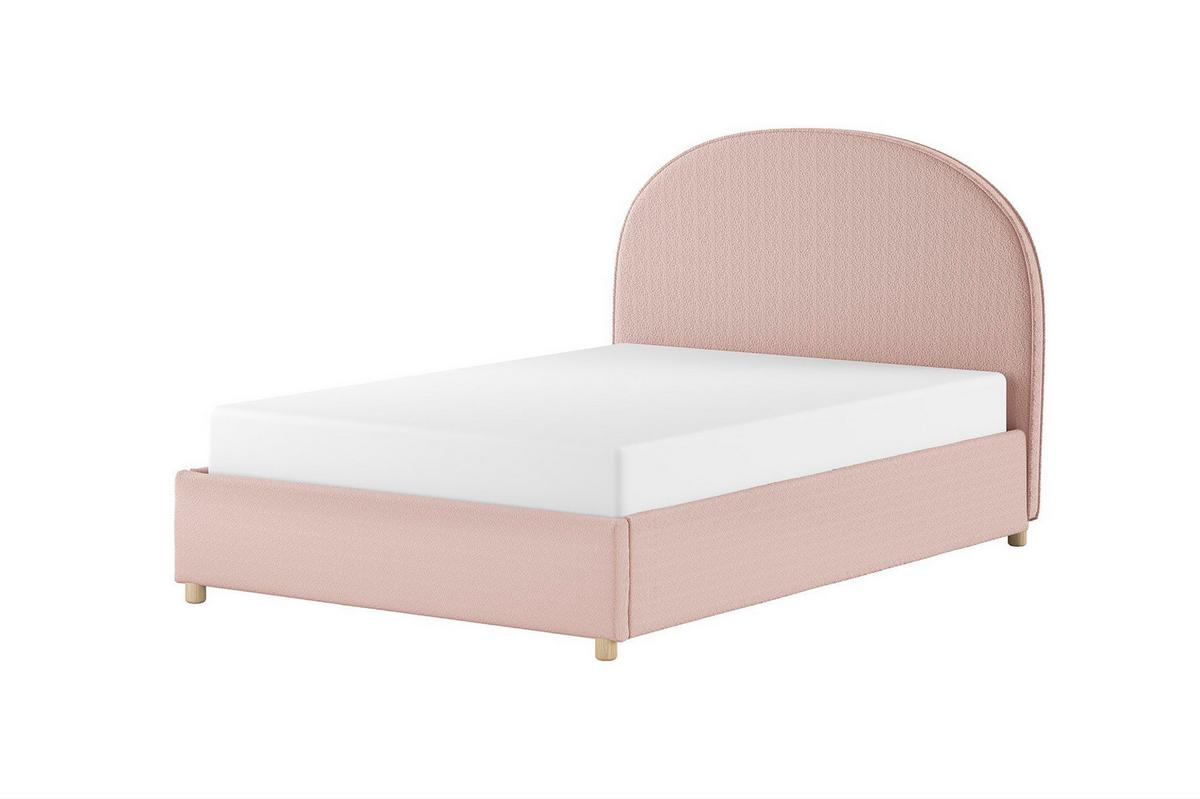 POLSTERBETT Karlotta 140x200 mit Bettkasten Bouclé Stoff rosa - Rosa, Kunststoff (140/200cm) - 58aufmkessel