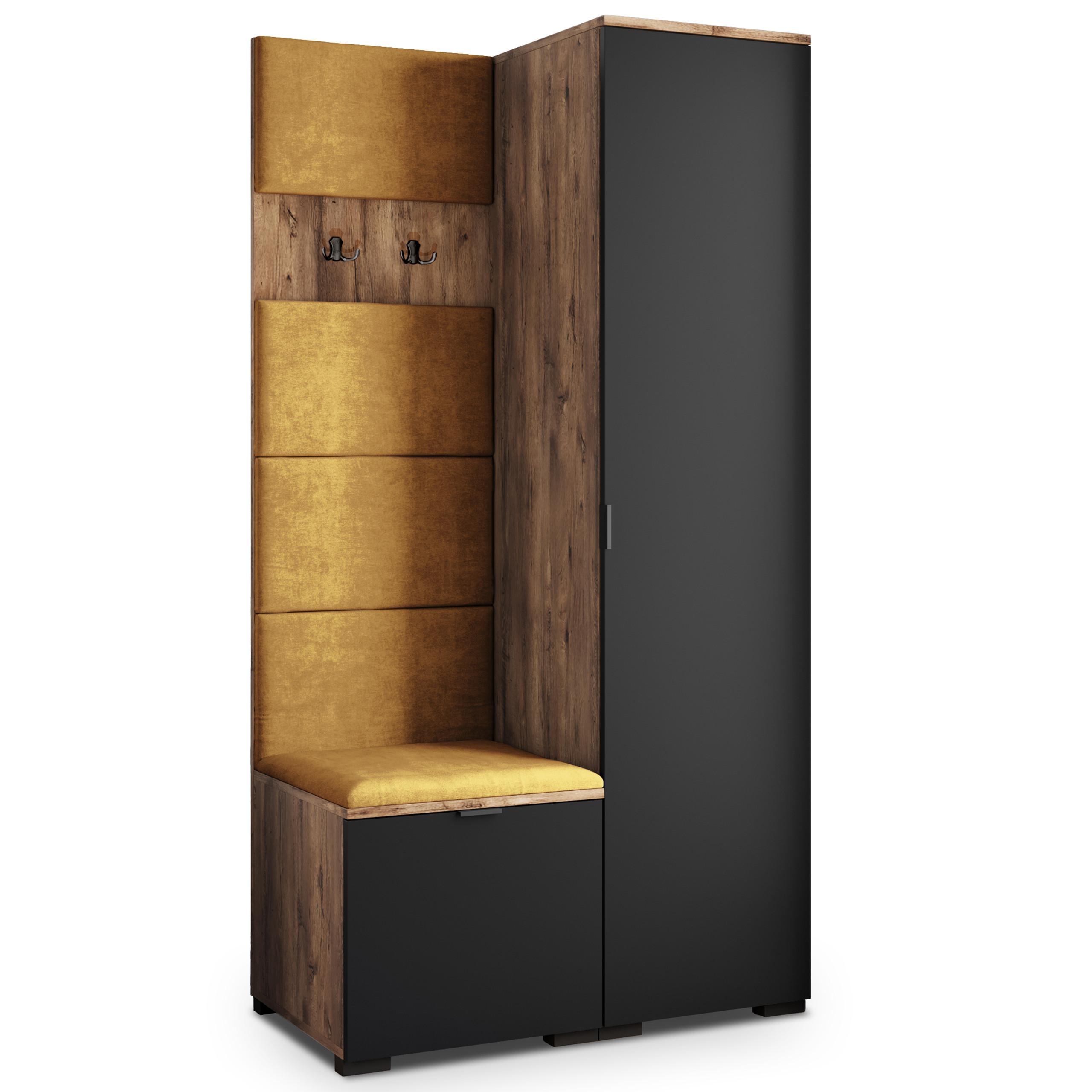 GARDEROBENSCHRANK LORI 95/181/51 cm Modern Garderobe-Set Eiche Lefkas - Eichefarben/Gelb, Holzwerkstoff (95/181/51cm) - MASSENO