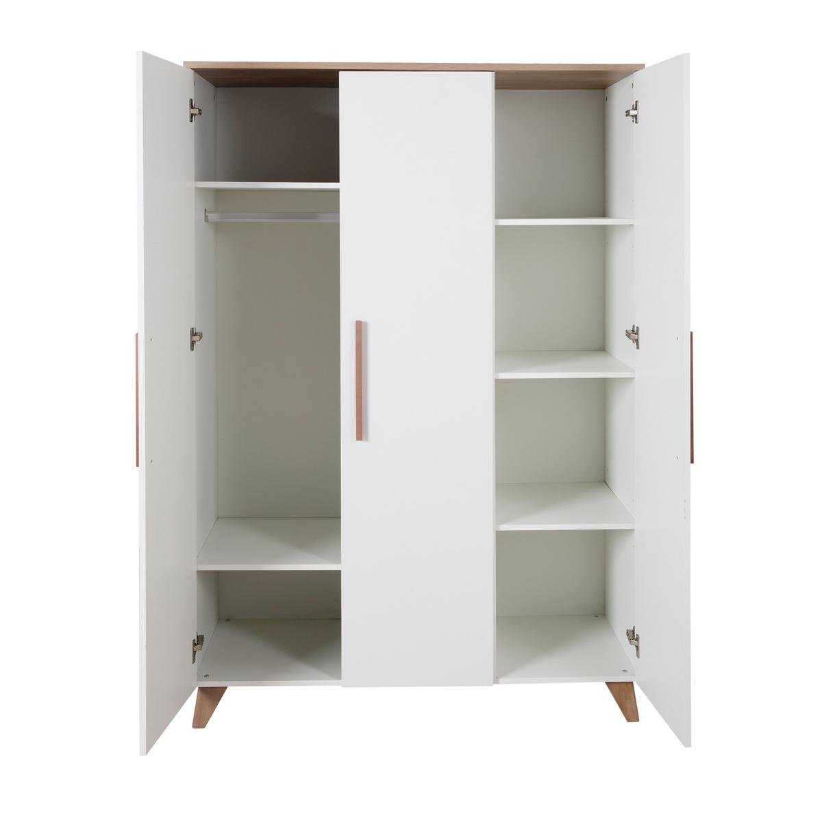 KLEIDERSCHRANK Lennie - Eichefarben/Weiß, Eichenholz/Holz (119/190/52cm) - Roba