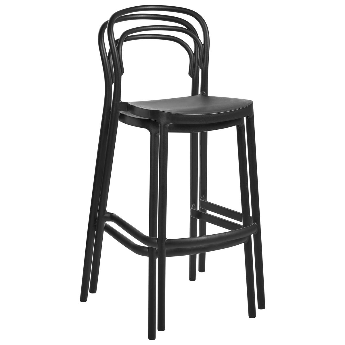 GARTEN-BARHOCKER 2er-Set Schwarz Porano - Schwarz, Kunststoff (48/106/48cm) - Beliani