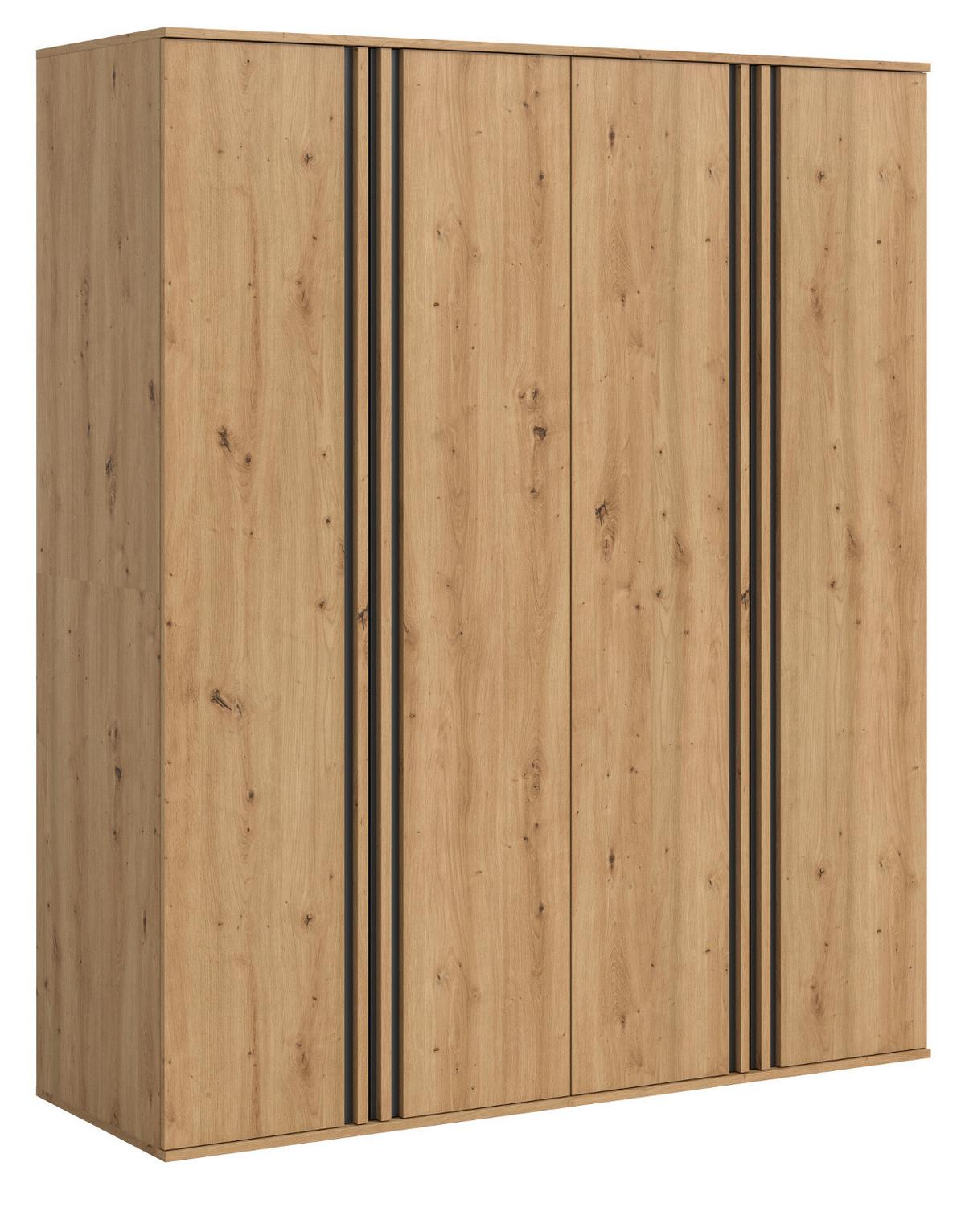 KLEIDERSCHRANK Eiche Artisan, grau 160 x 192 cm, Wäscheschrank 4-türig - Anthrazit/Eiche Artisan, Holzwerkstoff (160/192/56cm) - Inn.Furn