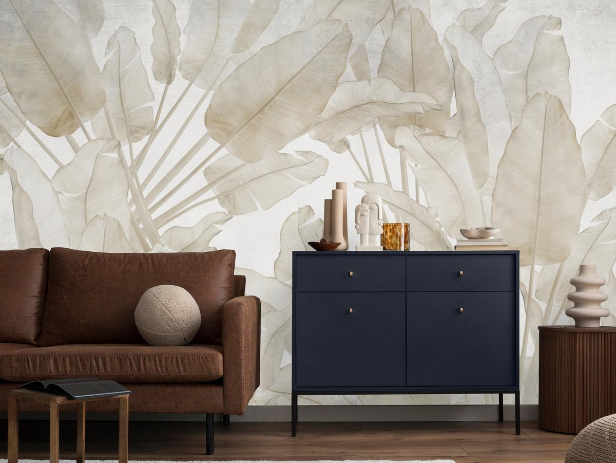 FOTOTAPETE Beige Bananenblätter Tropische Pflanzen 100x70 - Beige/Braun, Papier (100/70cm) - Muralo