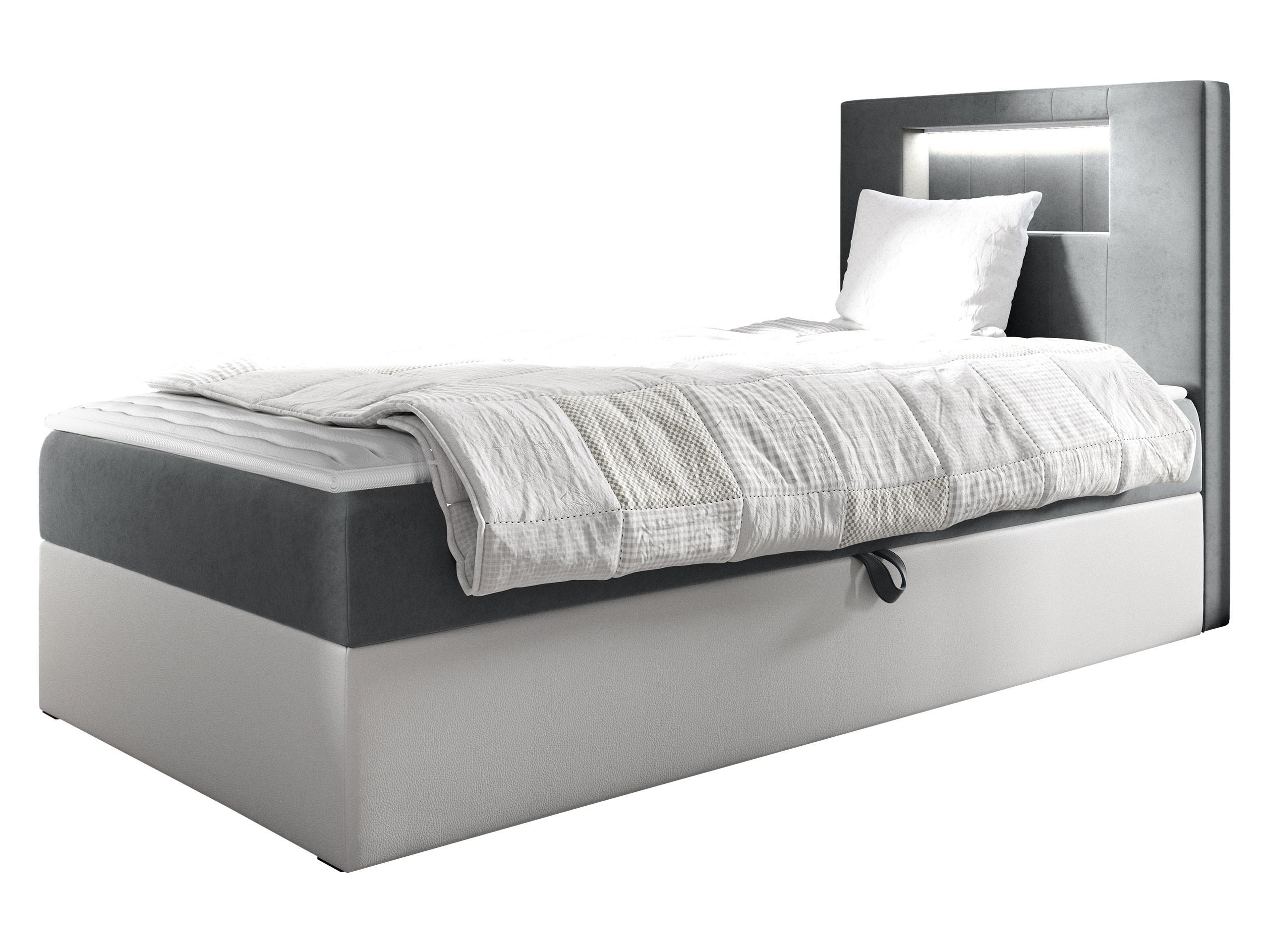 BOXBETT Gold Junior 1, Seite zum Öffnen des Bettkastens: Rechts - H3 - Weiß/Grau, Holz (90/200cm) - MIRJAN24