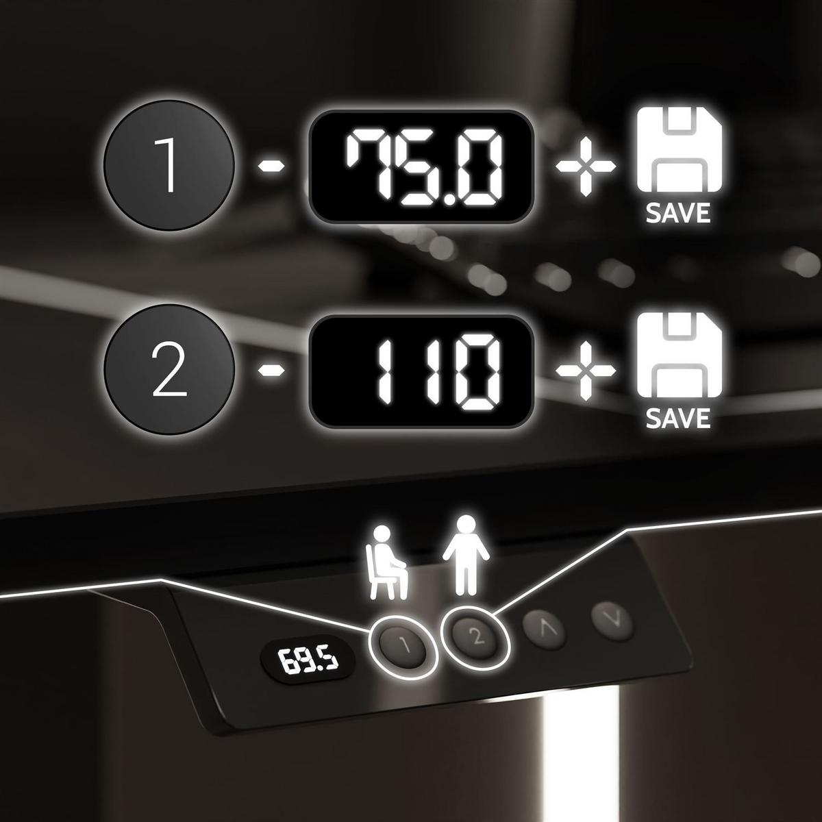 SCHREIBTISCH SPACE GAMING höhenverstellbar mit Metallbeinen schwarz/weiß - Weiß, Holzwerkstoff (70/140/69.5cm) - Lookway
