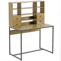 SCHREIBTISCH Spanplatte Metall Naturholz - Schwarz/Naturfarben, Holzwerkstoff/Metall (105/60/142cm) - HOMCOM